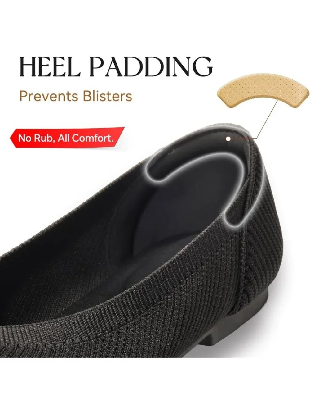 Women's Black Pointed Toe Comfort Foldable Slip On Dressy Knit Ballet Flat Shoes